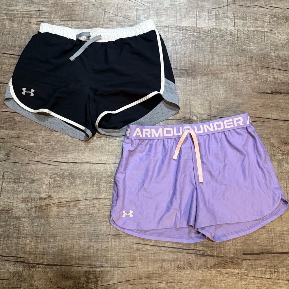 Under Armour Girls Shorts - Black and Purple